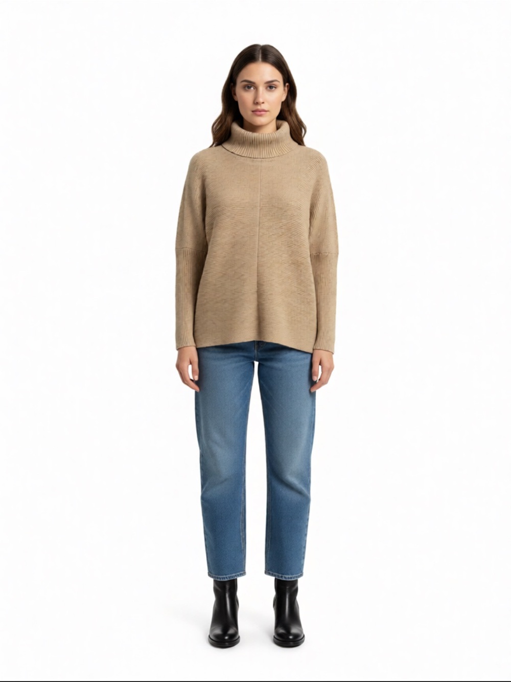 Relaxed Camel Turtleneck Sweater